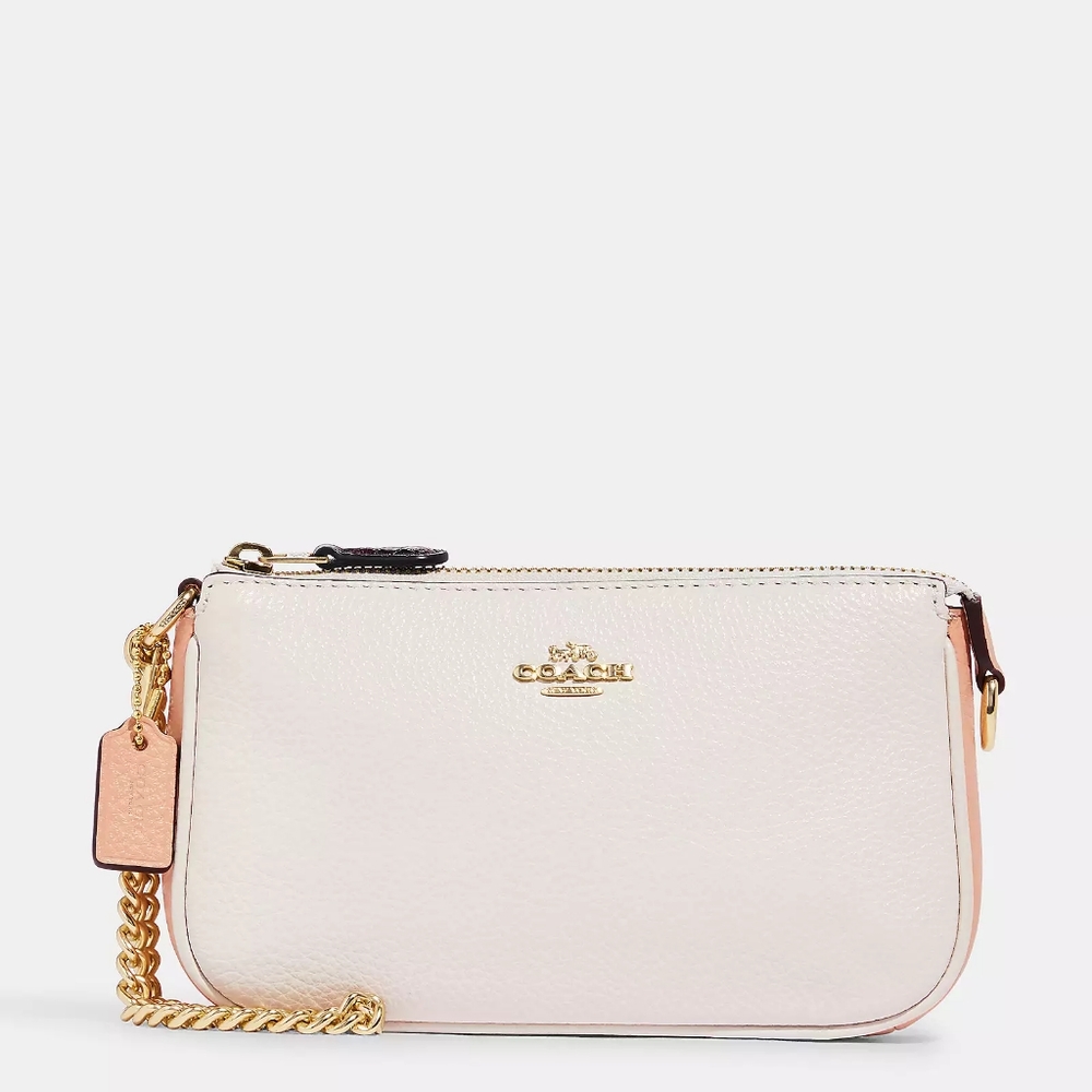 Coach Cream Leather Wristlet with Gold Chain - Picture 2 of 4